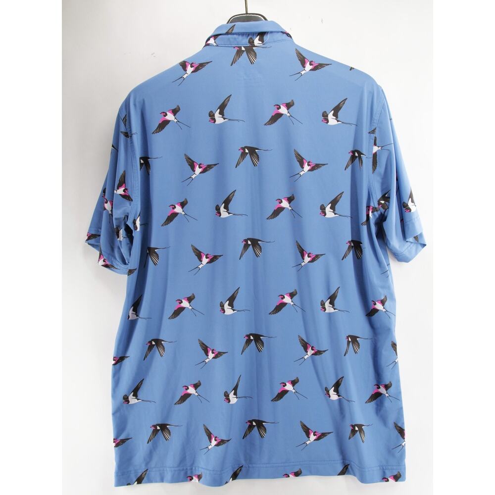 Waggle Men's XL Blue Bird Print Golf Polo Shirt Short Sleeve Performance - Picture 8 of 8